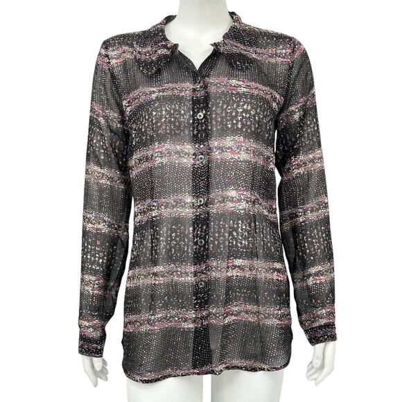 Cabi Top Women Small Paris Blouse Black Crochet Print Sheer Romantic Boho Preppy - Picture 1 of 8